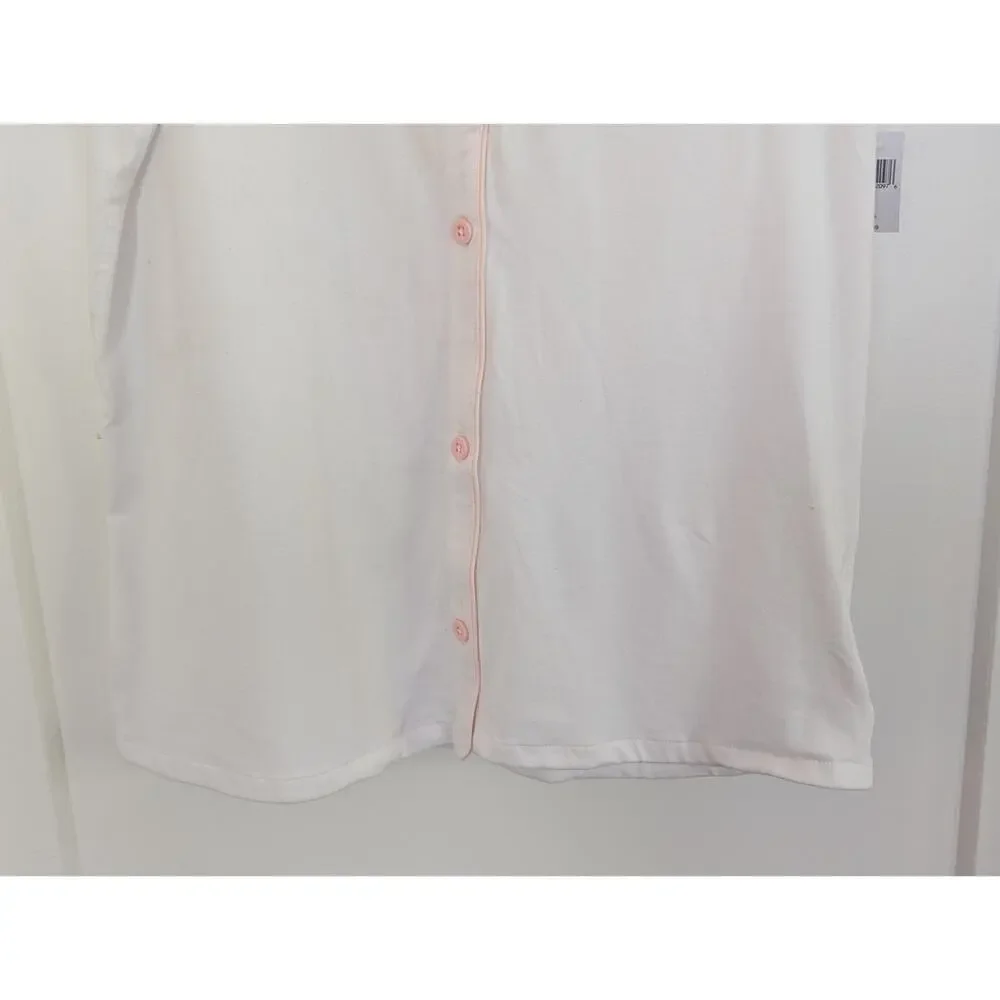 Disney Parks Women's Large White PJ Pajama Top Pink Castle Button Up - Picture 3 of 16